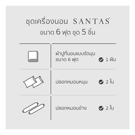 ชุดผ้าปูที่นอน 6 ฟุต (ชุด 5 ชิ้น) SANTAS MODAL สี GEMS GR_6