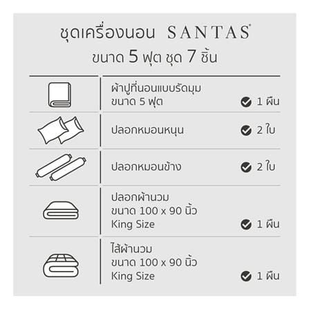 ชุดผ้าปูที่นอน 5 ฟุต (ชุด 7 ชิ้น) SANTAS COTTON USA สี DALLIANCE BI_7