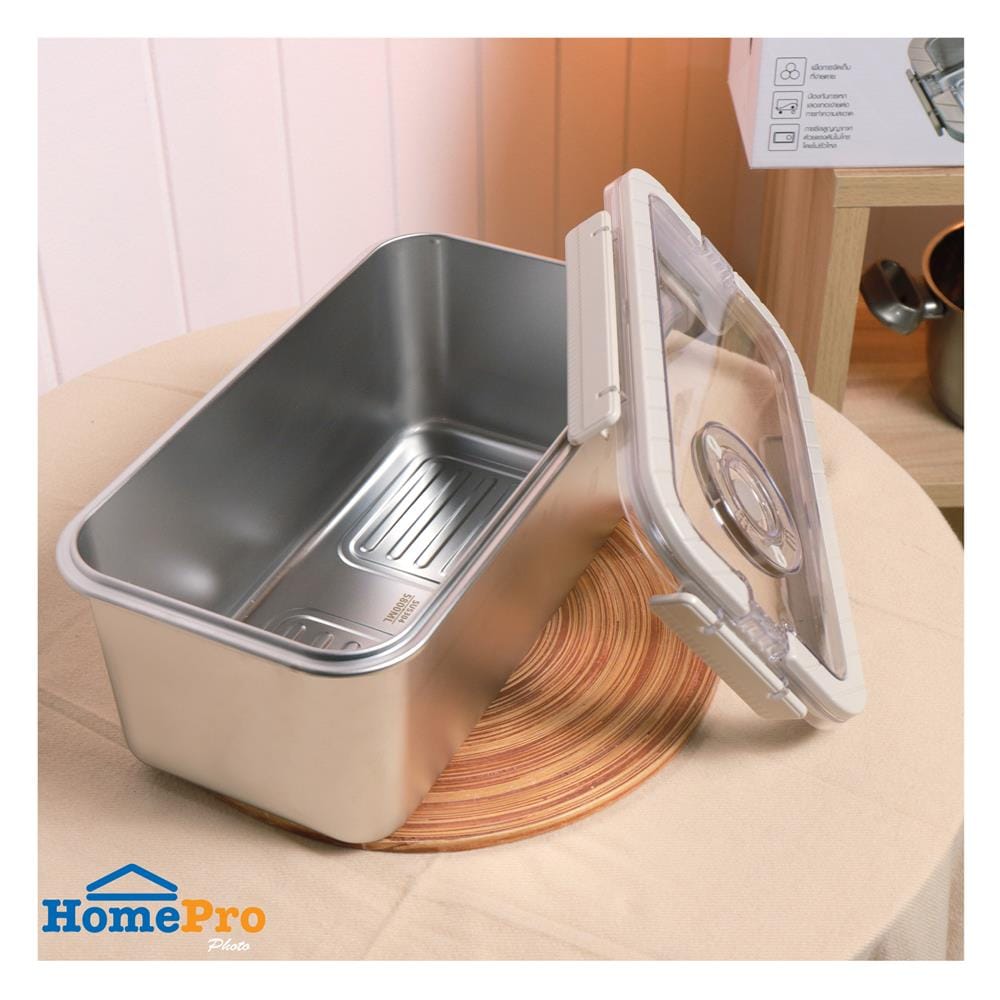 กล่องอาหารสเตนเลส มีหู 5.8 ลิตร KECH MERCURY สีเบจ