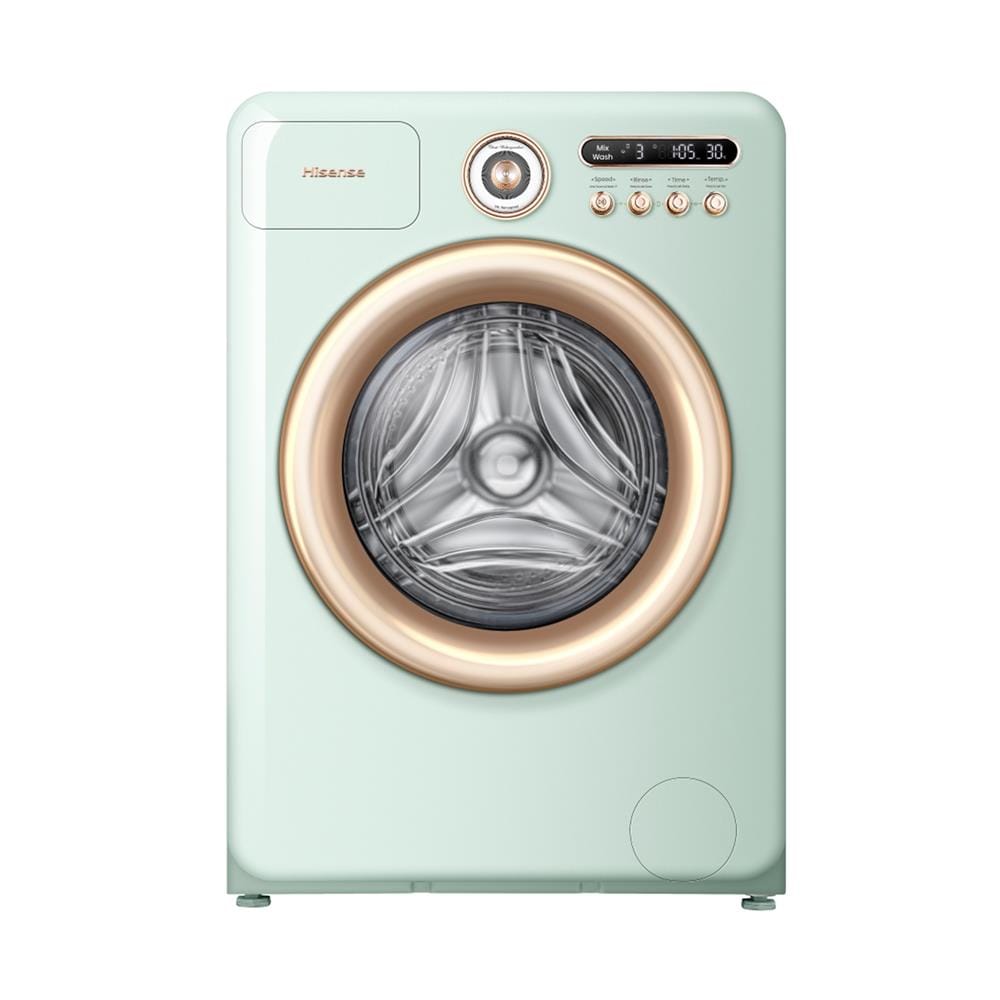 เครื่องซักอบผ้าฝาหน้า HISENSE WD105R5 10.5/7 กก. 1400RPM อินเวอร์เตอร์ สีเขียวพาสเทล