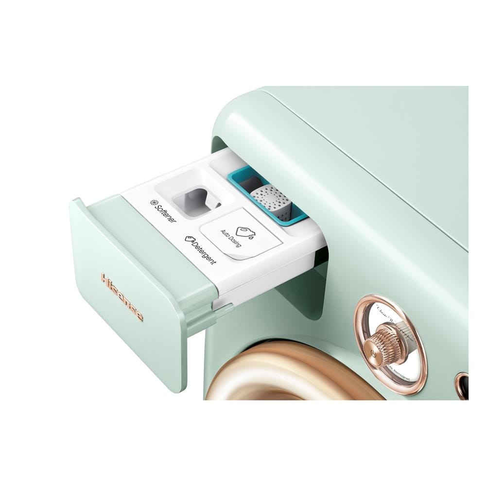 เครื่องซักอบผ้าฝาหน้า HISENSE WD105R5 10.5/7 กก. 1400RPM อินเวอร์เตอร์ สีเขียวพาสเทล