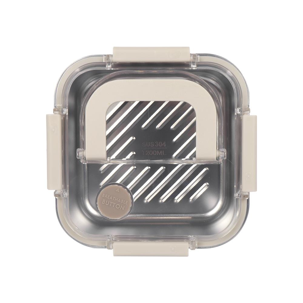 กล่องอาหารสเตนเลส มีหู 1.2 ลิตร KECH MERCURY สีเบจ
