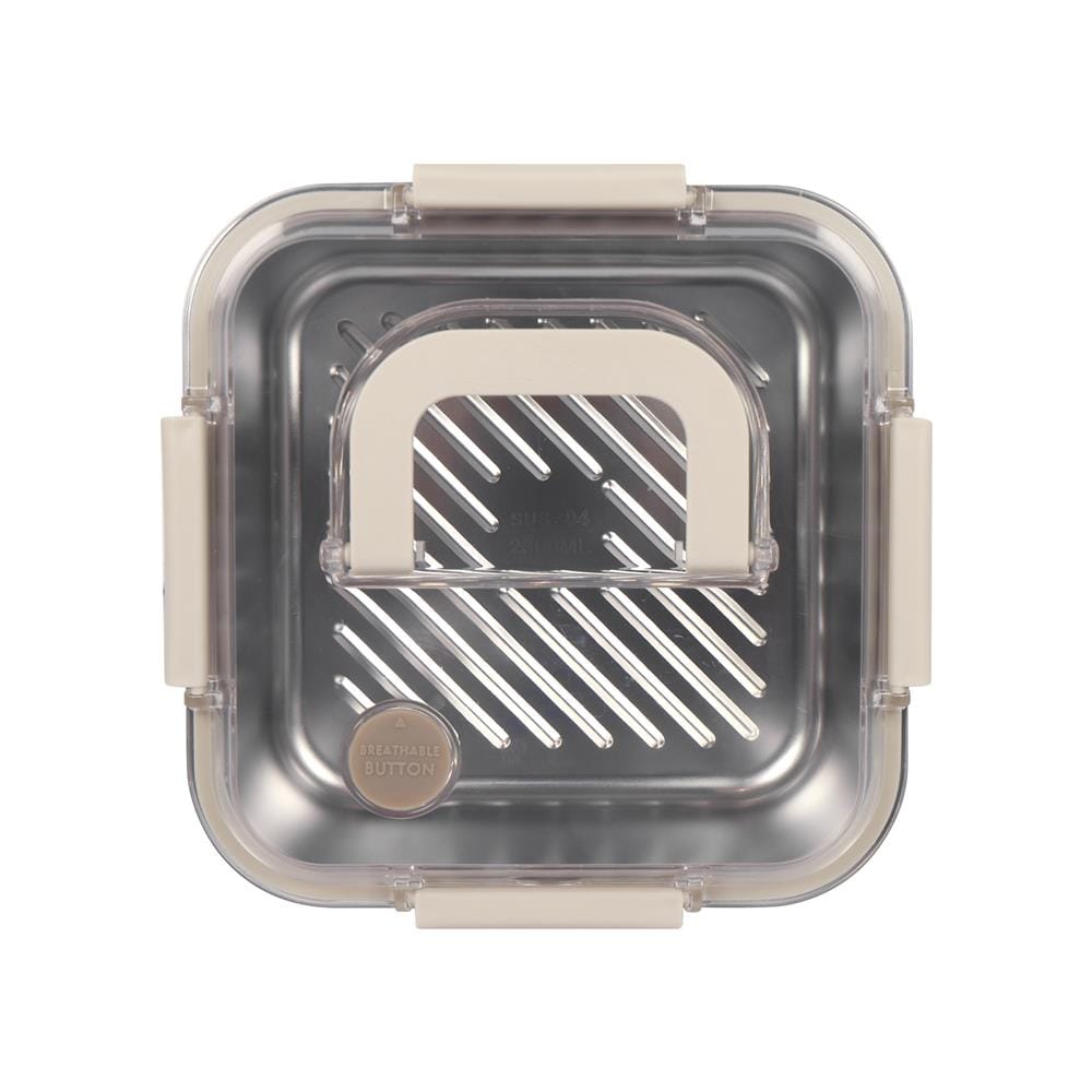กล่องอาหารสเตนเลส มีหู 2.3 ลิตร KECH MERCURY สีเบจ