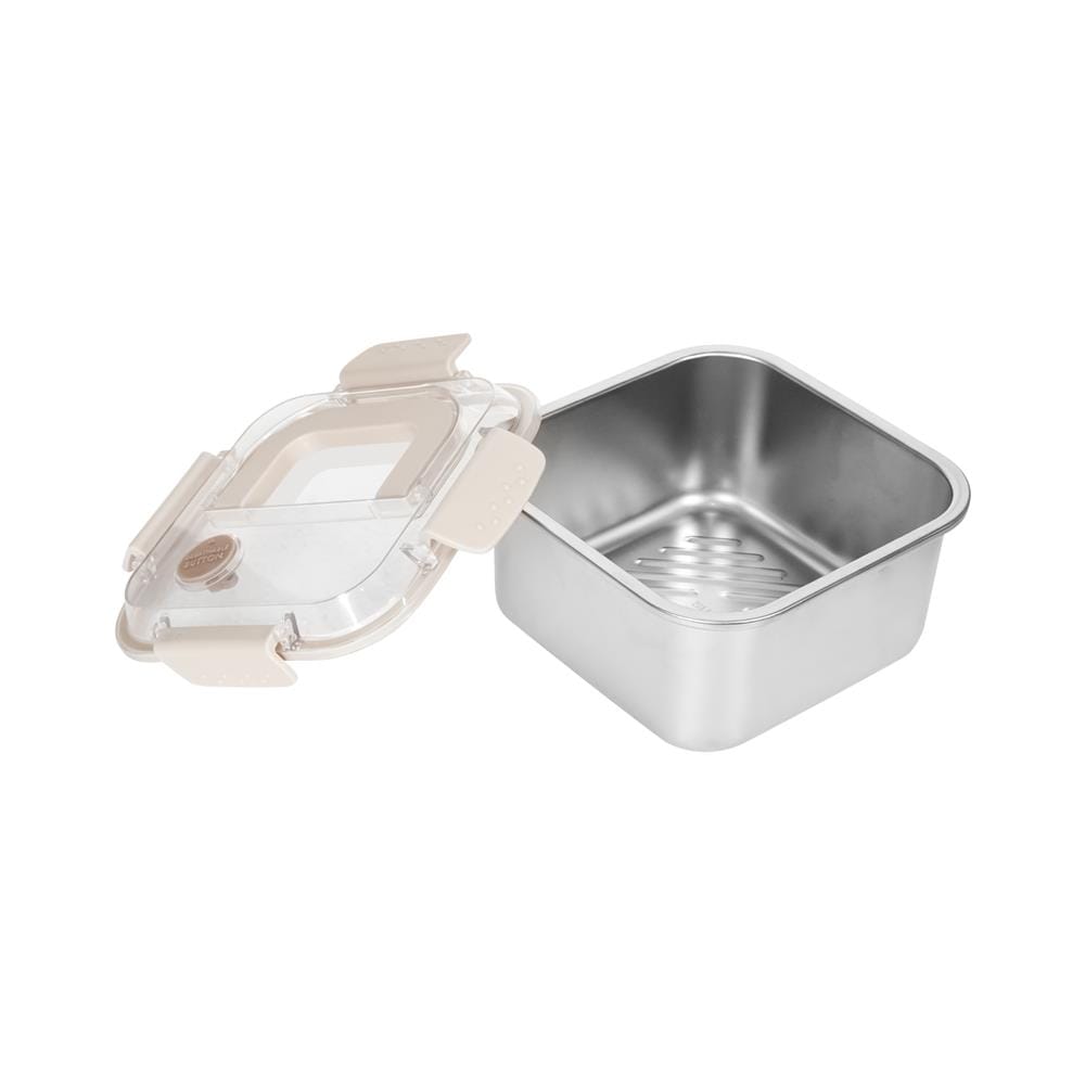 กล่องอาหารสเตนเลส มีหู 1.6 ลิตร KECH MERCURY สีเบจ