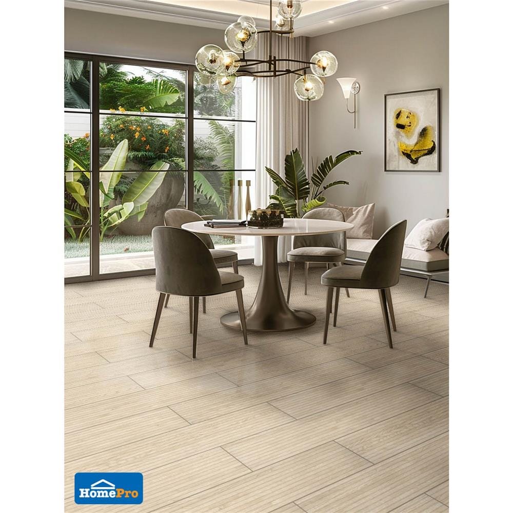 กระเบื้องพื้นพอร์ซเลน 20x120 ซม. TARA ไลน์เนอร์วู้ด เบจ PM 1.2 ตร.ม.
