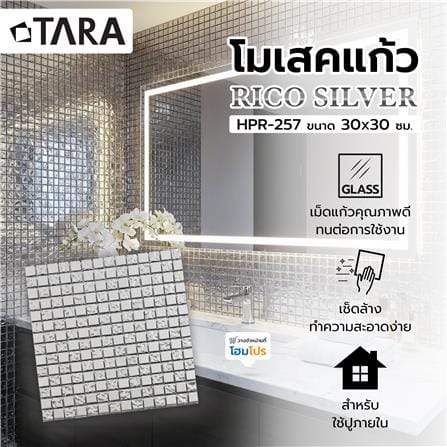 โมเสคแก้ว 30x30 ซม. TARA HPR-257 ริโก ซิลเวอร์_9