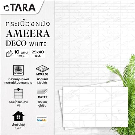 กระเบื้องผนัง 25x40 ซม. TARA อะมีร่า เดคโค่ ไวท์ A 1 ตร.ม._6