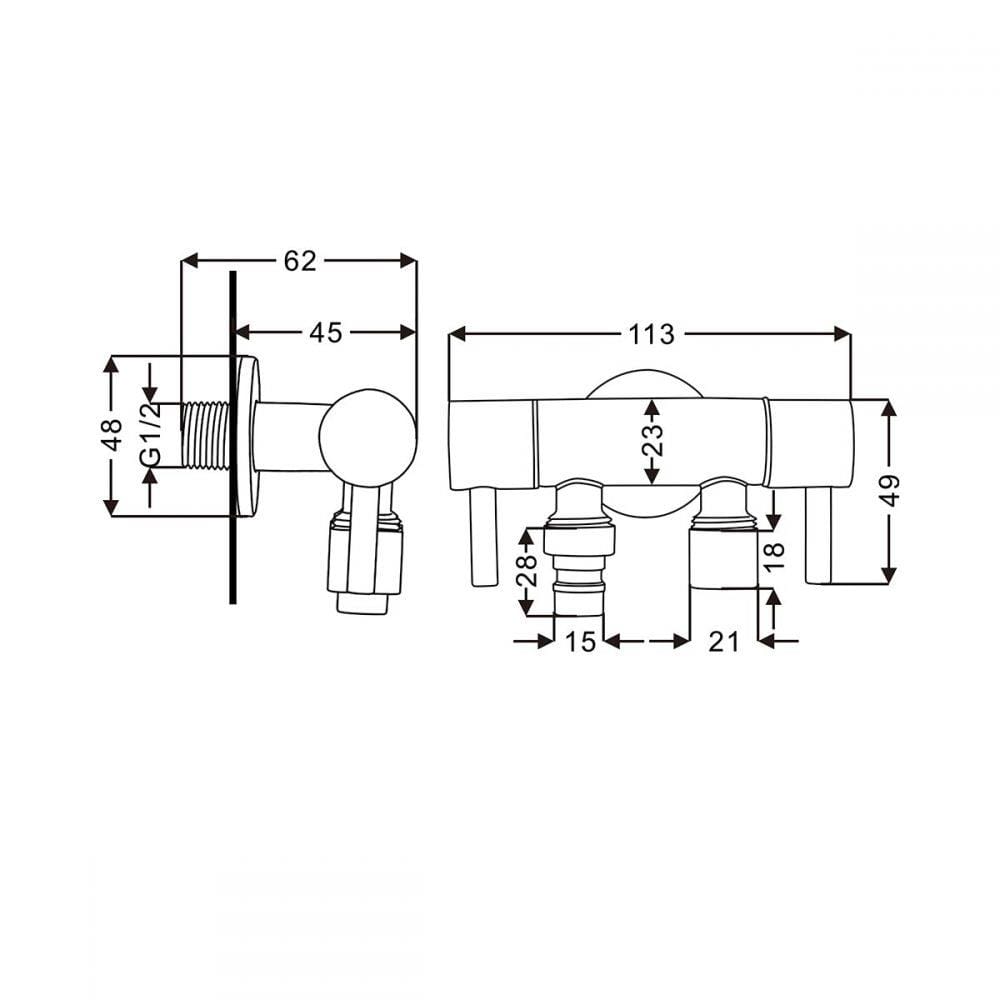 วาล์วฝักบัว 2 ทาง RASLAND RA C311-C2222