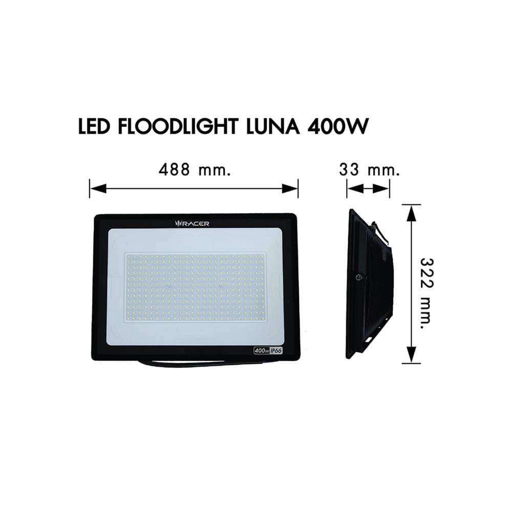 สปอตไลท์ภายนอก LED FLOODLIGHT RACER LUNA 400 วัตต์ DAYLIGHT