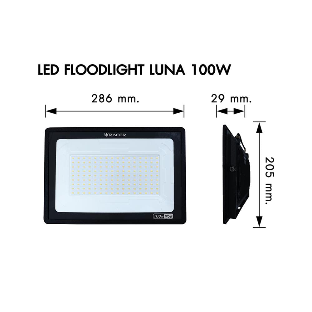 สปอตไลท์ภายนอก LED FLOODLIGHT RACER LUNA 100 วัตต์ DAYLIGHT