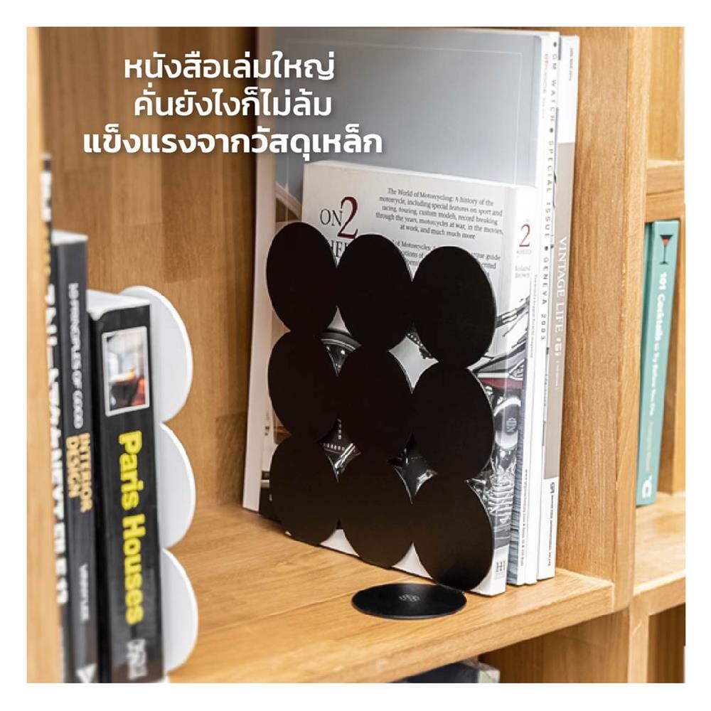 ที่กั้นหนังสือเหล็ก SPACEMAKER A1-008-W 19X12.6X19 ซม. สีขาว