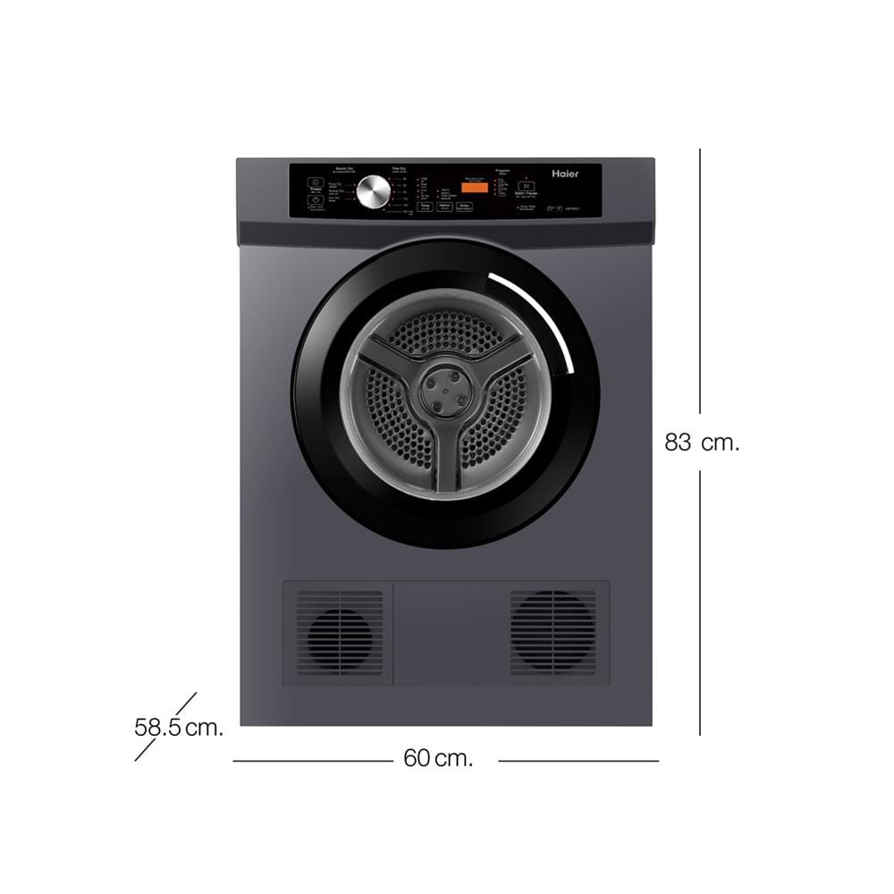 เครื่องอบผ้าฝาหน้า HAIER HDV80E1 8 กก. VENTING สีเทา