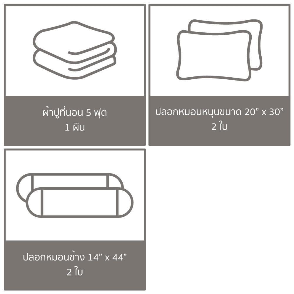 ชุดผ้าปูที่นอน 5 ฟุต (ชุด 5 ชิ้น) FACINO PRINT FA079