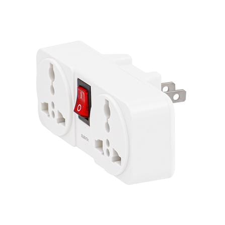 ปลั๊กแปลง 2 ขาแบน 2 ช่อง มีสวิตช์ ELECKTA ELTW-E 10 แอมป์ สีขาว_1