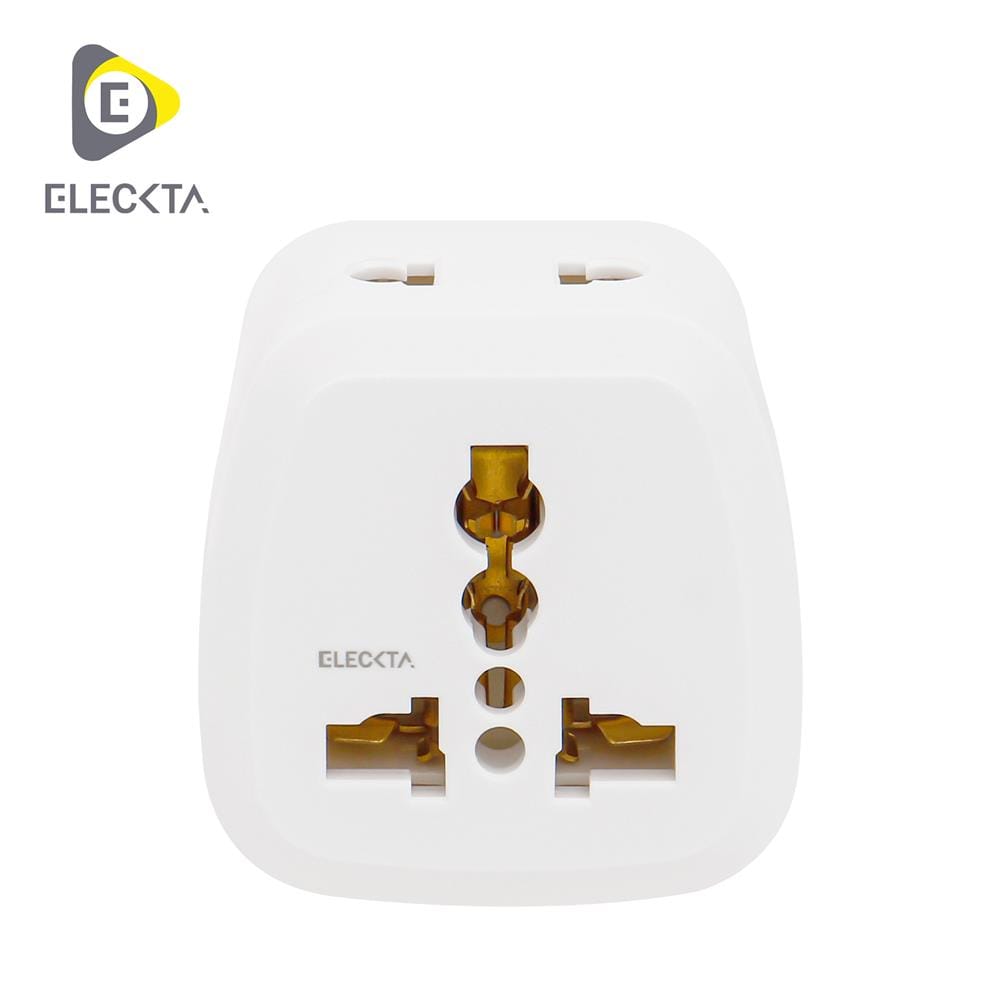 ปลั๊กแปลง 2 ขาแบน 2 IN 1 ELECKTA EL16A-E 3600W 16 แอมป์ สีขาว