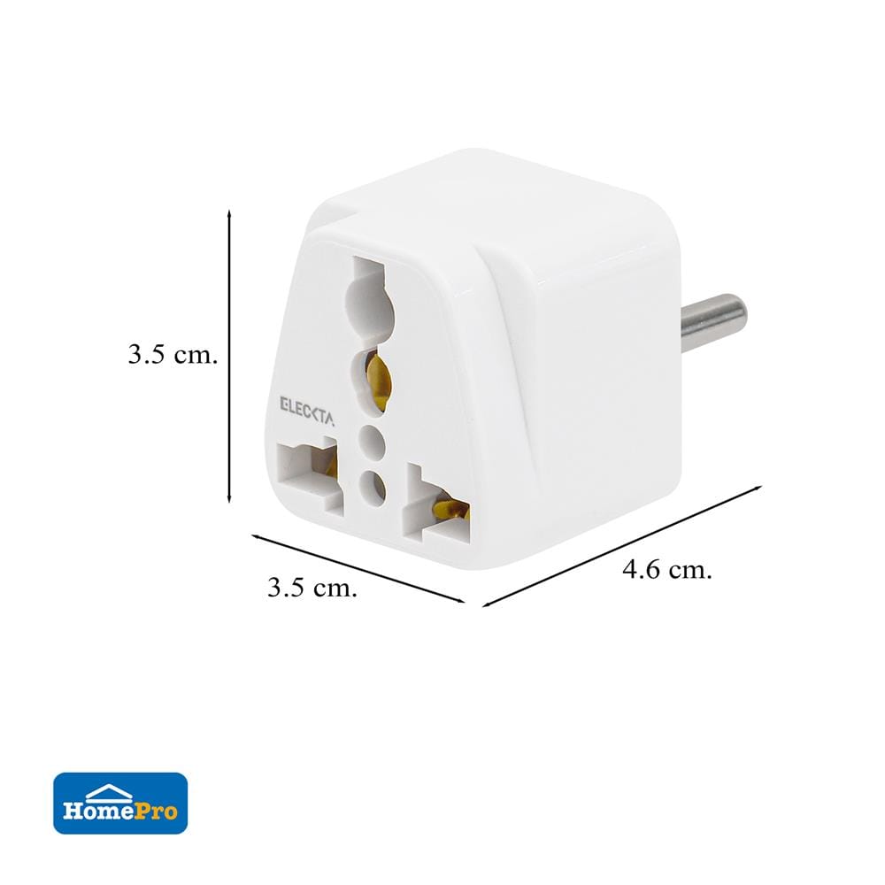 ปลั๊กแปลง 2 ขากลม ELECKTA EL10A-A 10 แอมป์ สีขาว