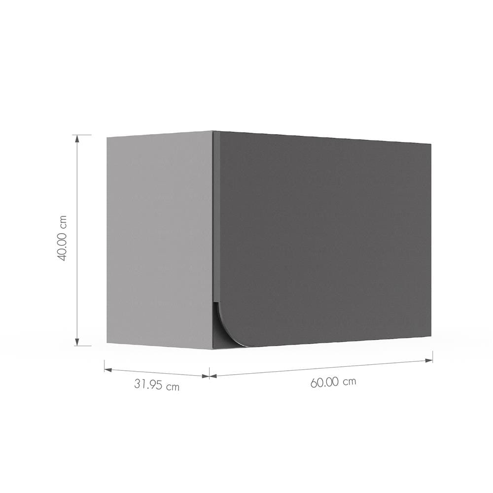 ตู้แขวนเดี่ยวเปิดขวา KITZCHO CURVE 60x40 ซม. สี GREY GRAPHITE