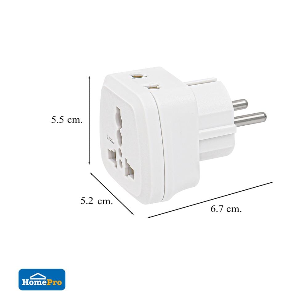 ปลั๊กแปลง 2 ขากลม 2 IN 1 ยุโรป ELECKTA EL16A-EU 3600W 16 แอมป์ สีขาว
