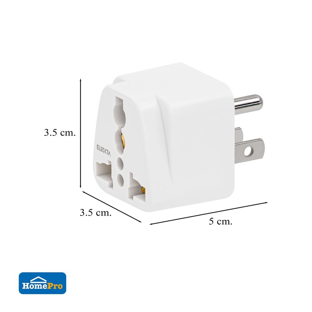 ปลั๊กแปลง 3 ขาแบน ELECKTA EL10A-B 10 แอมป์ สีขาว