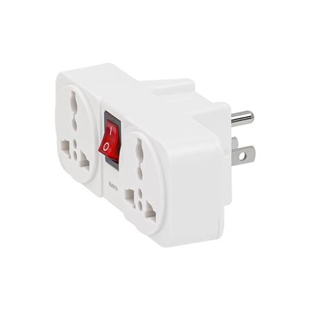 ปลั๊กแปลง 3 ขาแบน 2 ช่อง มีสวิตช์ ELECKTA ELTW-B 10 แอมป์ สีขาว_1