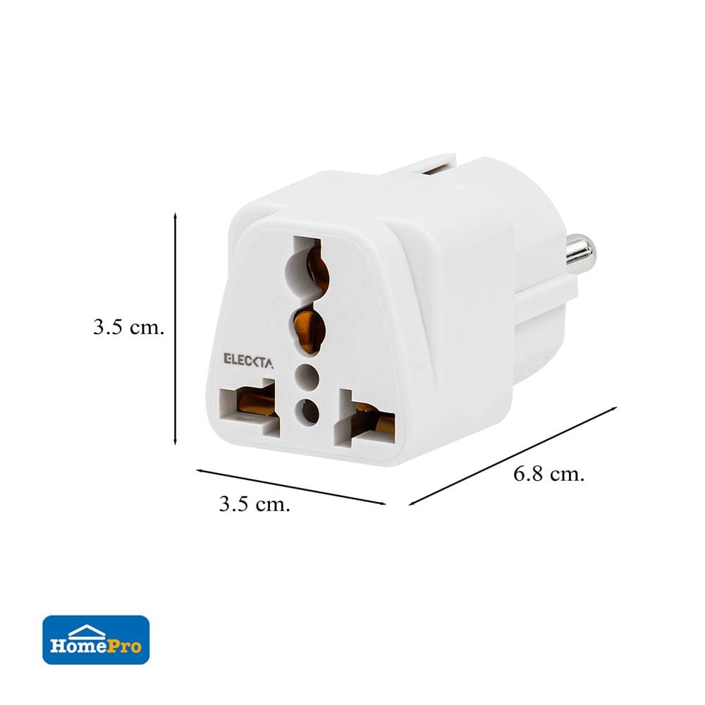ปลั๊กแปลง 2 ขากลม ELECKTA EL10A-EU 10 แอมป์ สีขาว