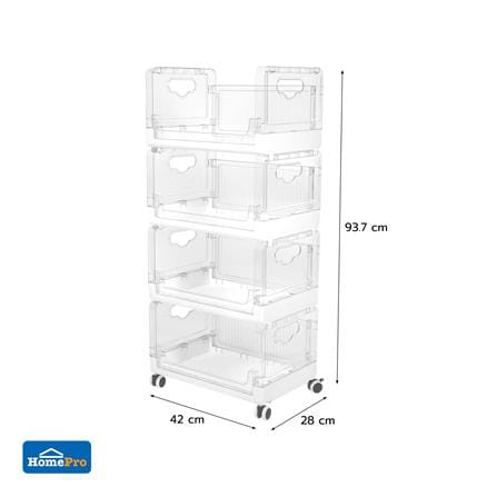 ชั้นวางของพับได้ 4 ชั้น STACKO SKY 42X28X93.7 ซม. สีใส_8