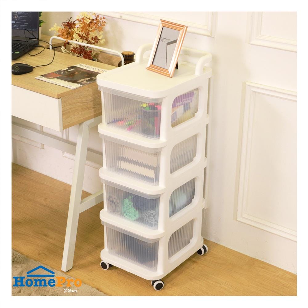 ตู้ลิ้นชัก 4 ชั้น STACKO DEW 38X30X86.5 ซม. สีใส
