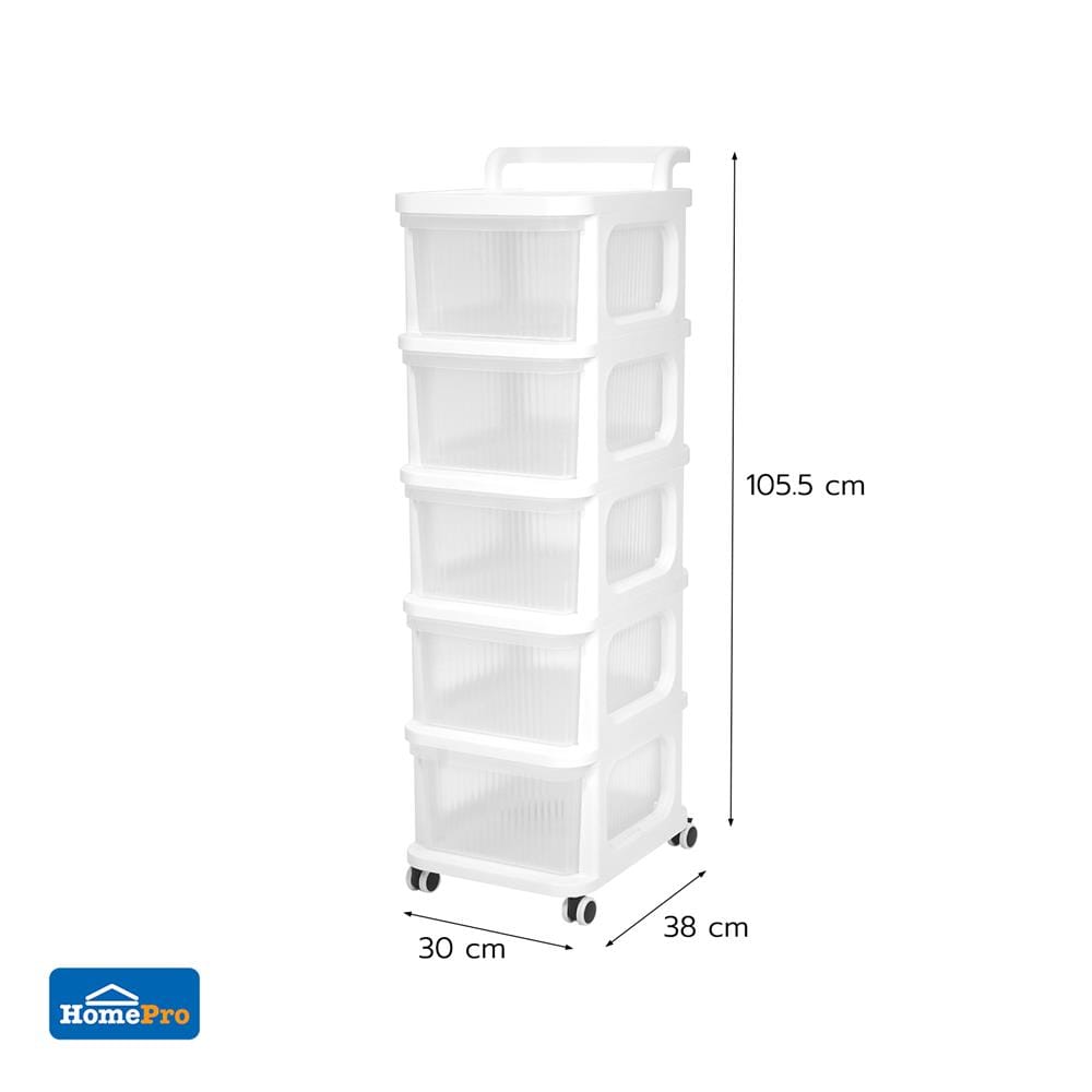 ตู้ลิ้นชัก 5 ชั้น STACKO DEW 38X30X105.5 ซม. สีใส