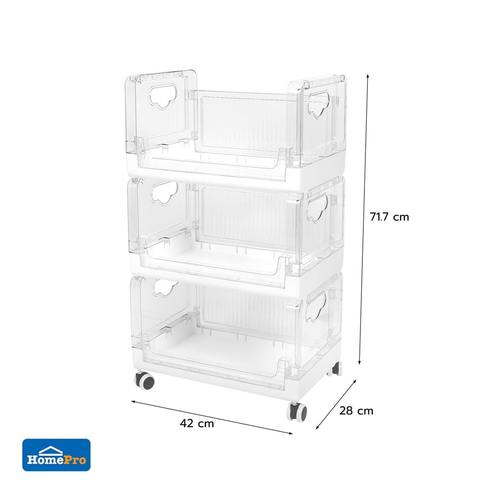 ชั้นวางของพับได้ 3 ชั้น STACKO SKY 42X28X71.7 ซม. สีใส