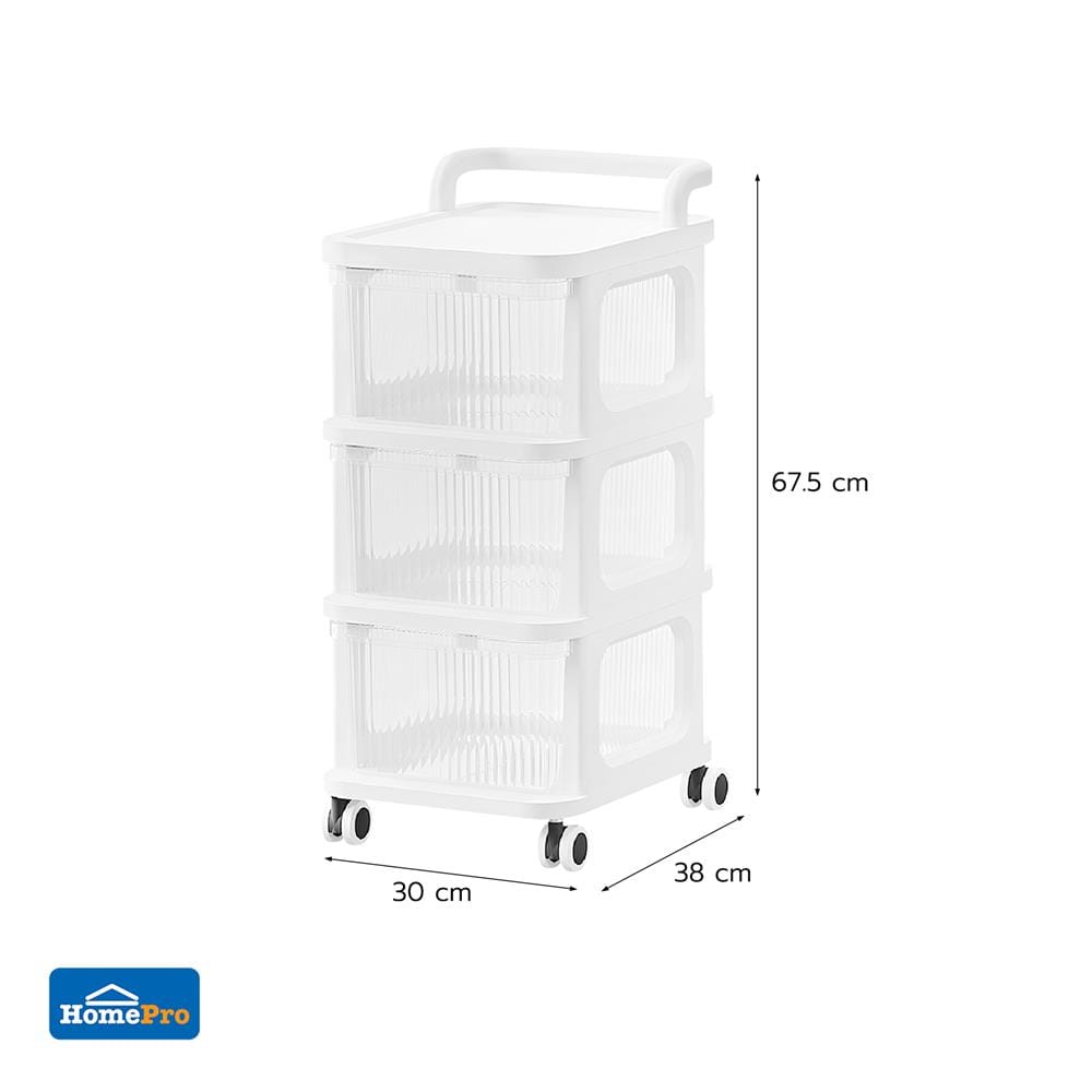 ตู้ลิ้นชัก 3 ชั้น STACKO DEW 38X30X67.5 ซม. สีใส