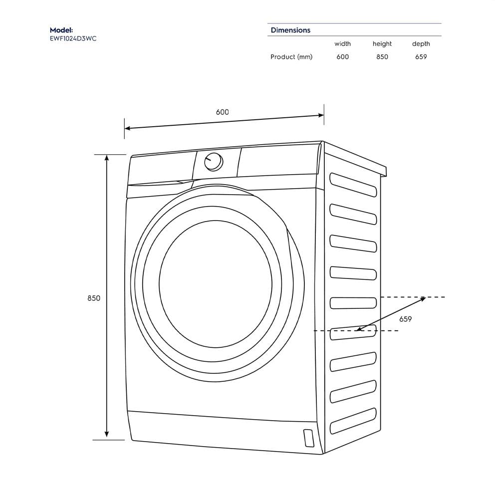 เครื่องซักผ้าฝาหน้าพร้อมขาตั้ง ELECTROLUX EWF1043R7SC 10 กก. 1400RPM อินเวอร์เตอร์ สีเทาเข้ม