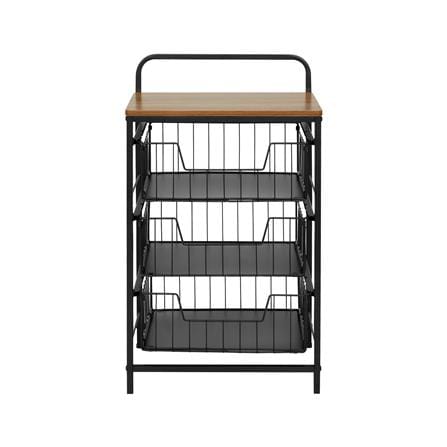 ชั้นลิ้นชัก 3 ชั้น พร้อม TOP ไม้ STACKO URBAN 40X32X69 ซม. สีดำ_1