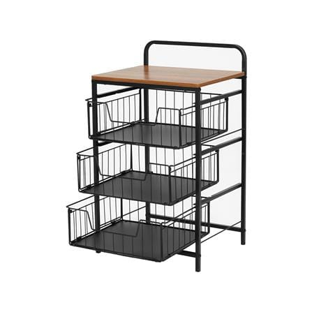 ชั้นลิ้นชัก 3 ชั้น พร้อม TOP ไม้ STACKO URBAN 40X32X69 ซม. สีดำ_2