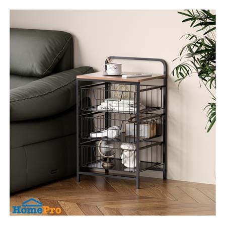 ชั้นลิ้นชัก 3 ชั้น พร้อม TOP ไม้ STACKO URBAN 40X32X69 ซม. สีดำ_4