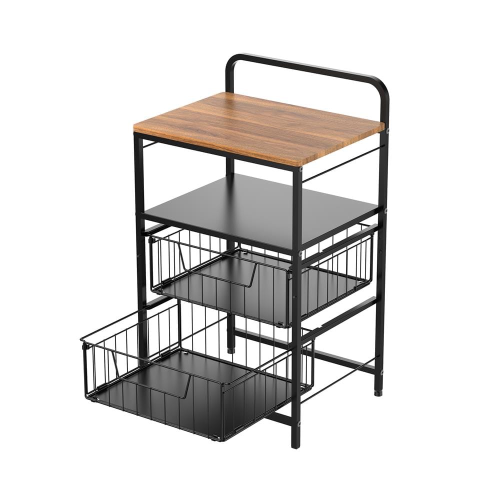 ชั้นลิ้นชัก 2 ชั้น พร้อม TOP ไม้ STACKO URBAN 40X32X69 ซม. สีดำ