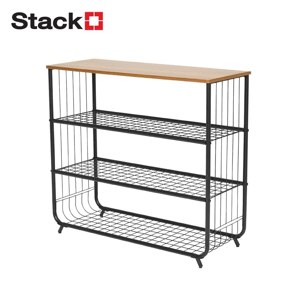 ชั้นรองเท้า 3 ชั้น พร้อม TOP ไม้ STACKO URBAN 75X30X68 ซม. สีดำ_1