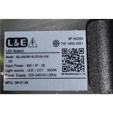 ไฟทางเดิน LED L&E 9P-A0264 6 วัตต์ WARM WHITE สีดำ_6