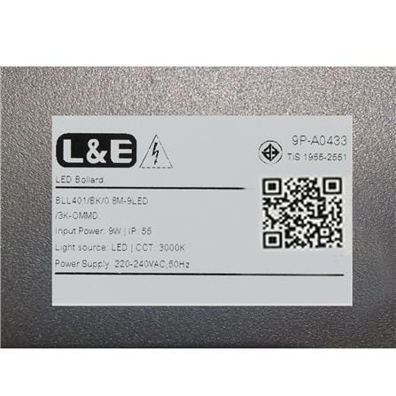 ไฟทางเดิน LED L&E 9P-A0433 9 วัตต์ WARM WHITE สีดำ_6
