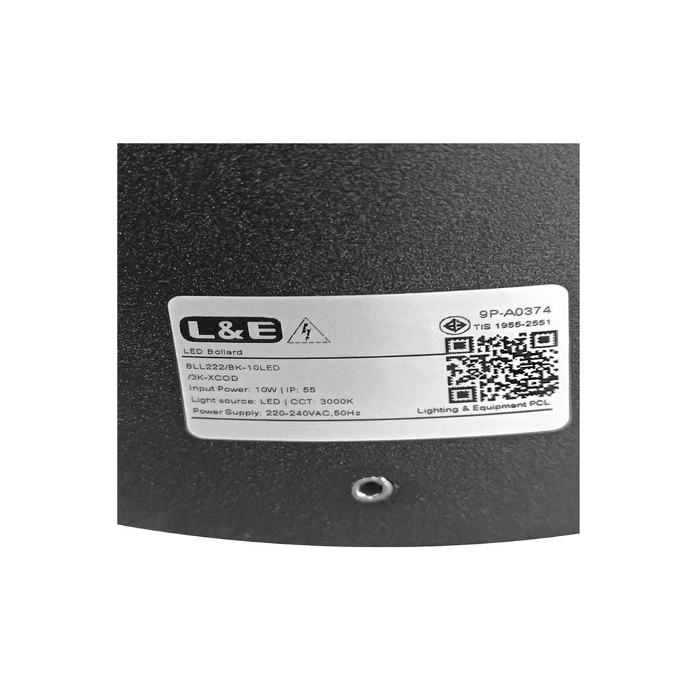 ไฟหัวเสา LED L&E 9P-A0374 10 วัตต์ WARM WHITE สีดำ/ใส/เงิน