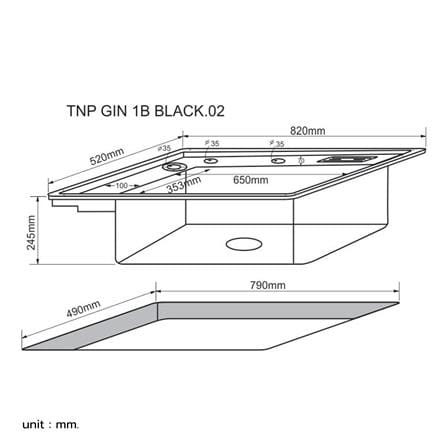 ซิงค์ฝัง 1 หลุม TECNOPLUS GIN 1B สีดำ_3