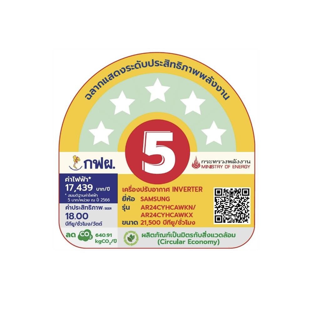 แอร์ผนัง SAMSUNG AR24CYHCAWKNST 21500 บีทียู อินเวอร์เตอร์