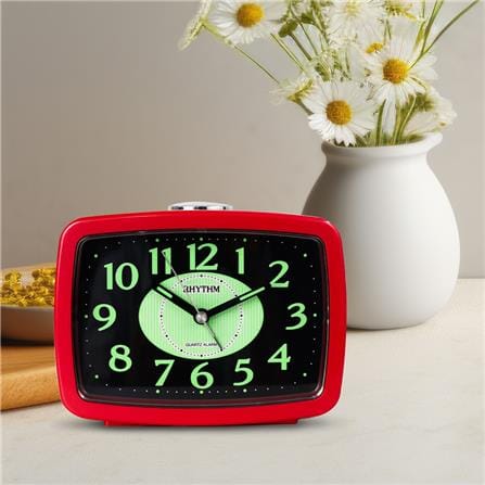 นาฬิกาปลุก RHYTHM CRA630NR01 4.9X4 นิ้ว สีแดง_4