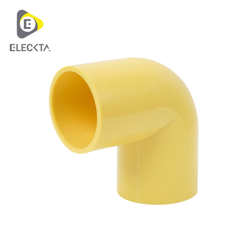 ข้องอ 90 องศา ร้อยสาย ELECKTA 1 นิ้ว สีเหลือง (แพ็ก 2 ชิ้น)