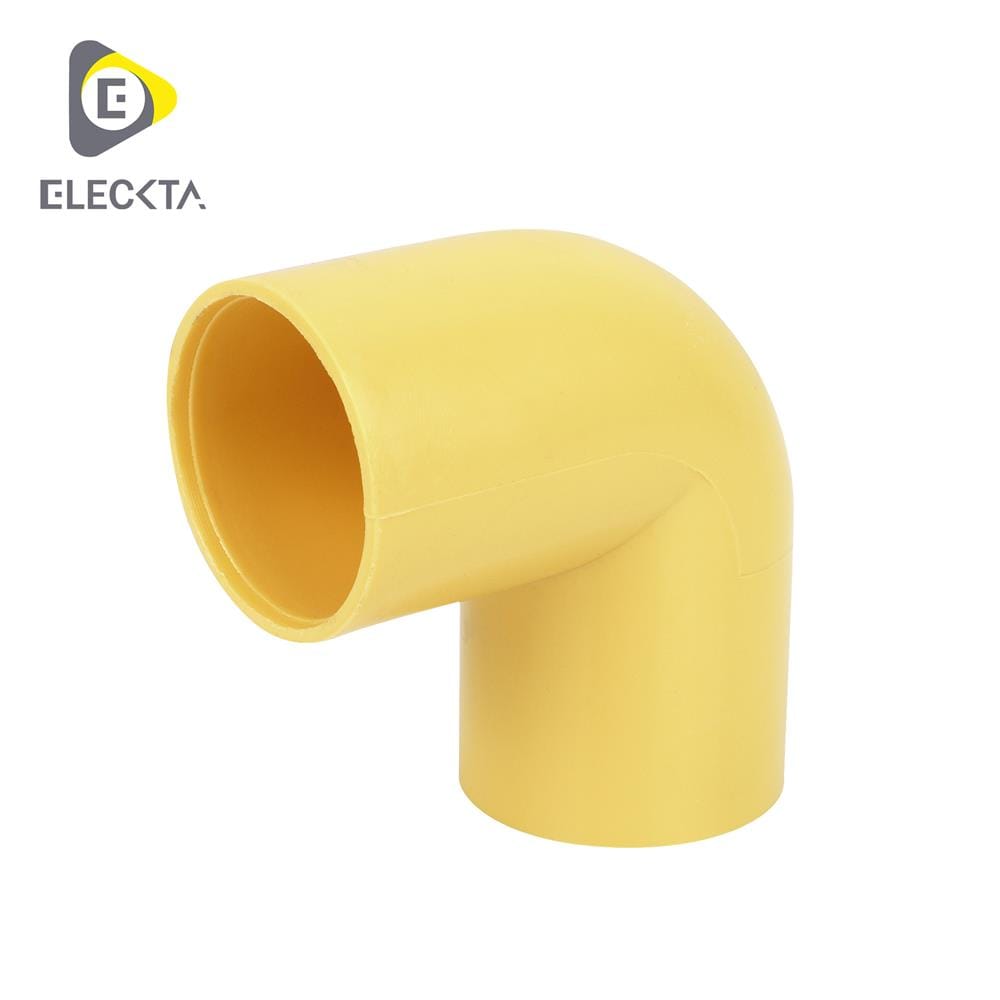 ข้องอ 90 องศา ร้อยสาย ELECKTA 1/2 นิ้ว สีเหลือง (แพ็ก 10 ชิ้น)
