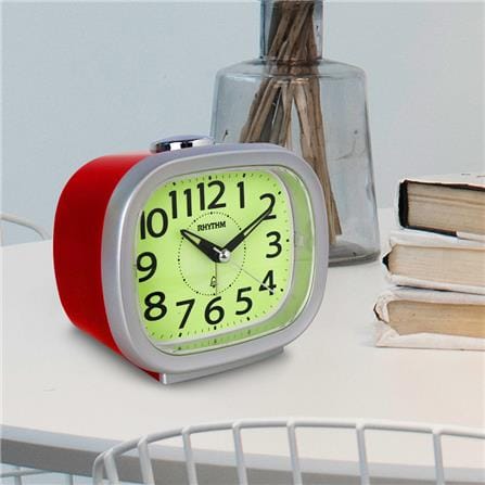 นาฬิกาปลุก RHYTHM CRA846NR19 4.4X3.8 นิ้ว สีเงิน/แดง_4
