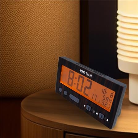 นาฬิกาปลุกดิจิทัล RHYTHM LCT108NR06 5.1X2.5 นิ้ว สีน้ำตาล_3