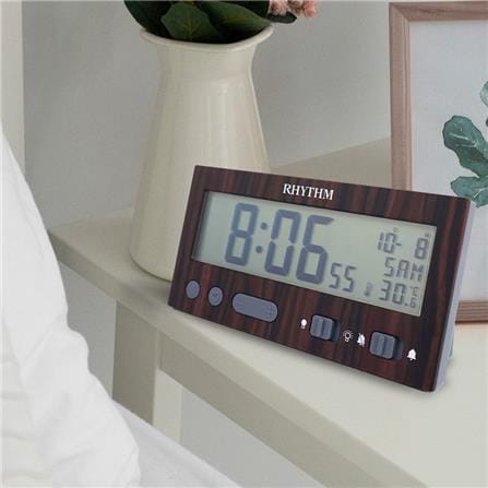 นาฬิกาปลุกดิจิทัล RHYTHM LCT108NR06 5.1X2.5 นิ้ว สีน้ำตาล_4