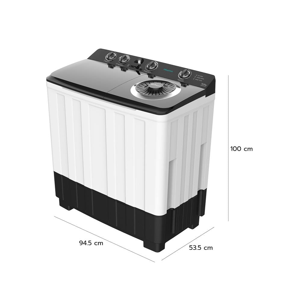 เครื่องซักผ้า 2 ถัง HISENSE WSRB1413UB 14 กก. สีขาว-ดำ