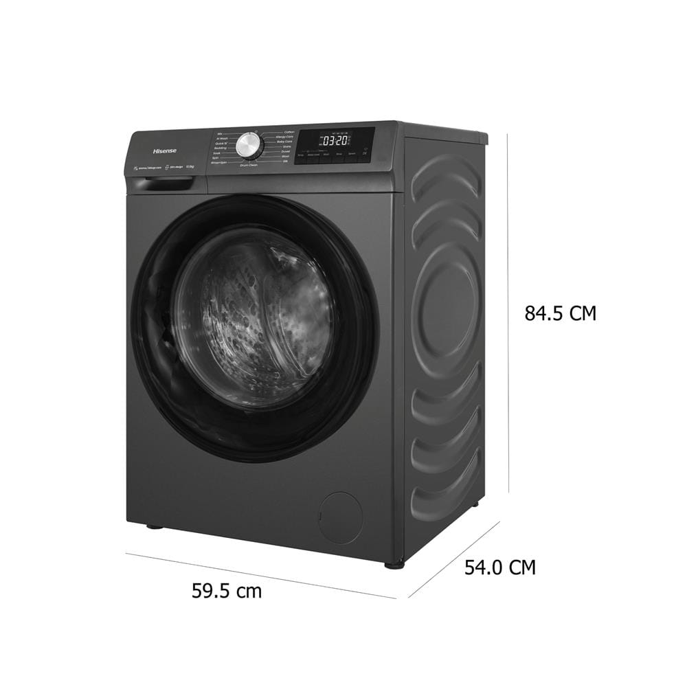 เครื่องซักผ้าฝาหน้า HISENSE WF105N1 10.5 กก. 1400 RPM อินเวอร์เตอร์ สีเทา