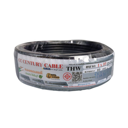 สายไฟ THW CENTURY 60227 IEC0 1x10 ตร.มม 10 ม. สีดำ_0
